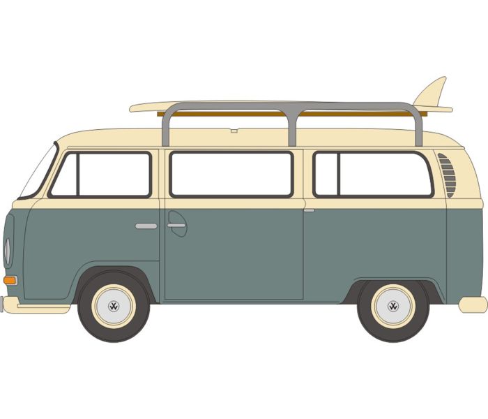 VW Bay Window T2 Bus/Surfboards Fiord Blue/Arcona White