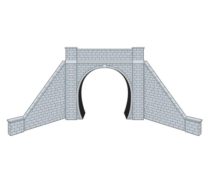 TT:120 Single Track Tunnel Portals w/Wing Walls (2) Stone