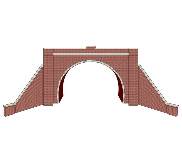 TT:120 Double Track Tunnel Portals w/Wing Walls (2) Brick