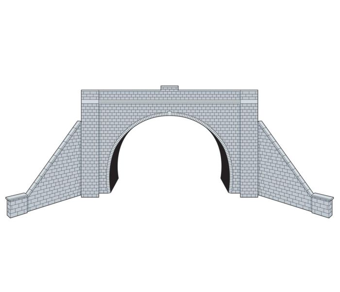 TT:120 Double Track Tunnel Portals w/Wing Walls (2) Stone