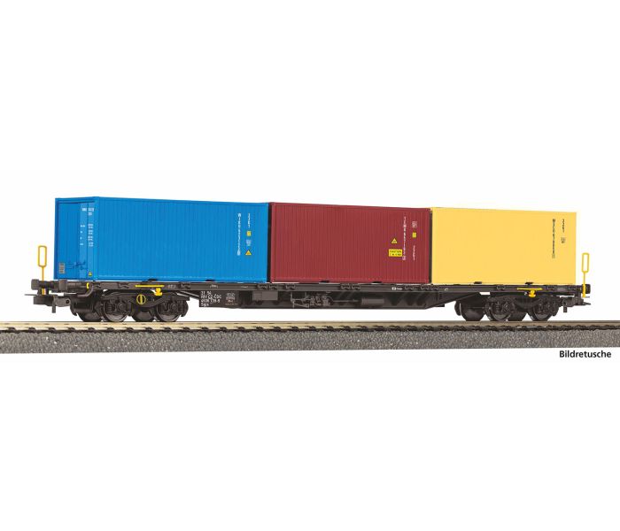 Expert CD Sgnss Bogie Flat Wagon w/3xContainer Load VI