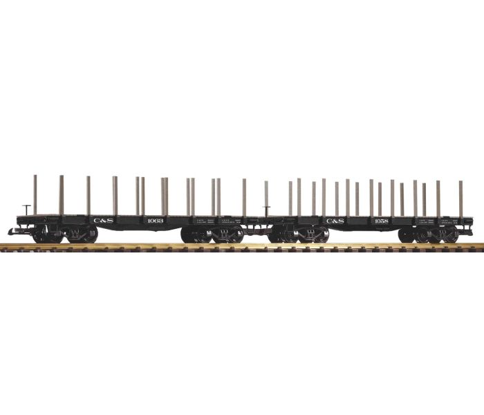 C&S Bogie Flatcar w/Stakes Wagon Set (2)