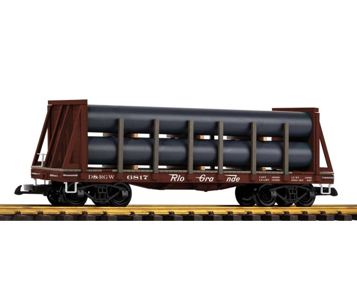 D&RGW Bulkhead Flatcar w/Pipe Load