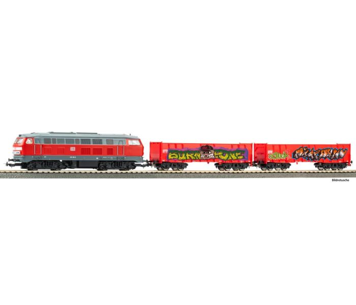 Ready to Run DBAG BR218 Grafitti Freight Train Set VI