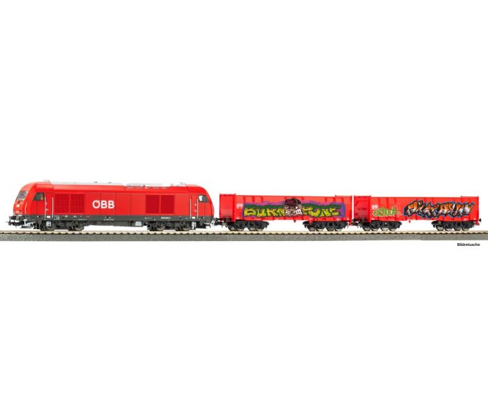 Ready to Run OBB Rh2016 Grafitti Freight Train Set VI
