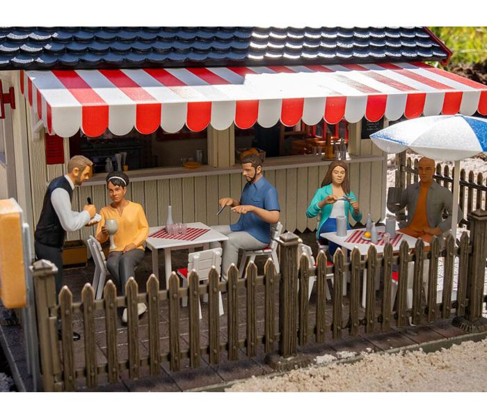 Modern Seated Diners (4) & Waiter Figure Set