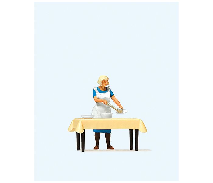 Housewife at the Table Serving Dinner Figure