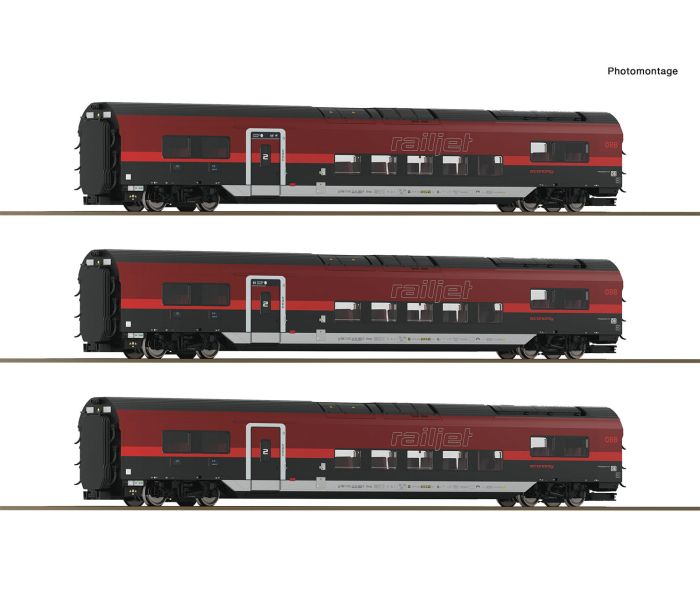OBB Railjet 2 Coach Set 2 (3) VI (DCC-Fitted)