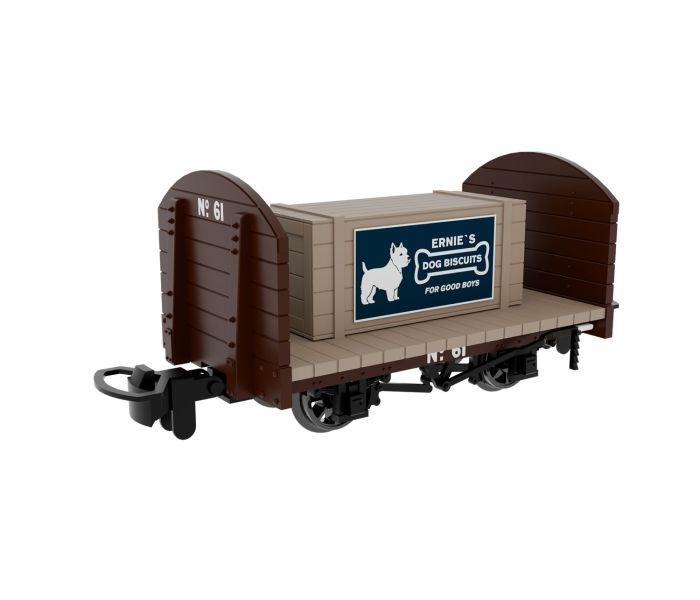 Round End Flat Wagon Plain Brown 61 w/Removable Crate