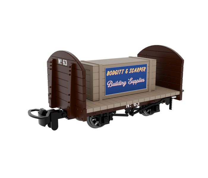 Round End Flat Wagon Plain Brown 63 w/Removable Crate