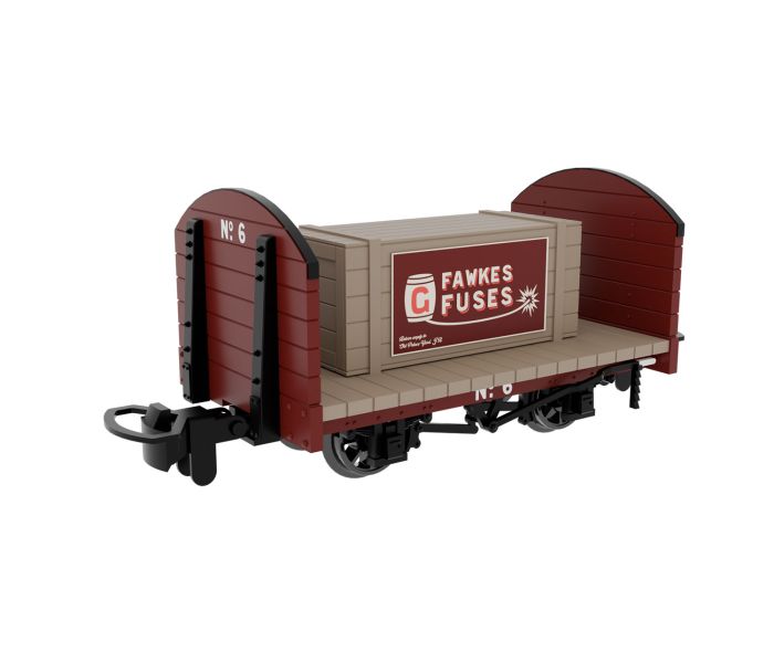 Round End Flat Wagon Plain Red 6 w/Removable Crate