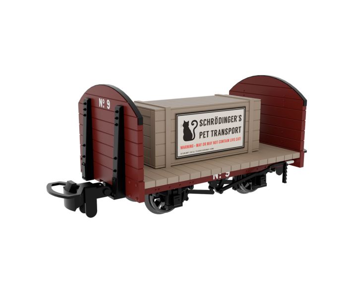 Round End Flat Wagon Plain Red 9 w/Removable Crate