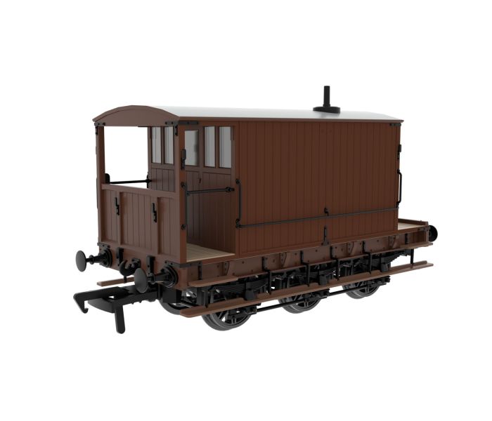 6 Wheel Brake Van Plain Brown