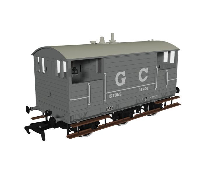 15t 6 Wheel Brake Van GC Grey 35706