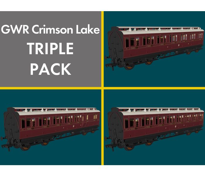 Evolution Non Corridor Coach Set(3) GWR Lined Crimson Lake
