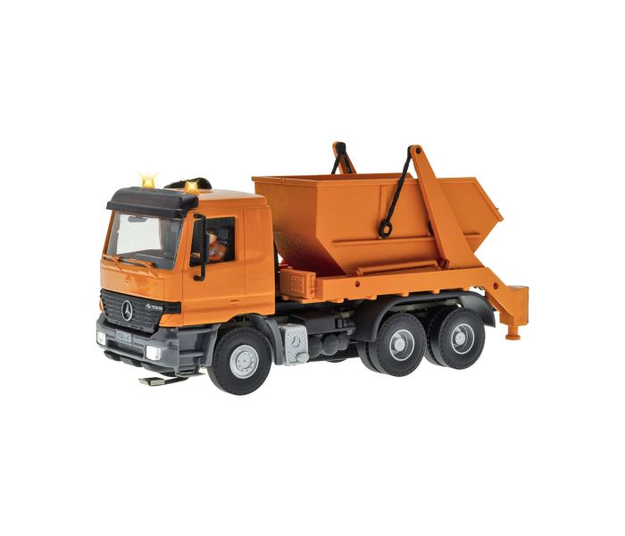 CarMotion MB Actros 3 Axle Skip Loader Orange w/Lights
