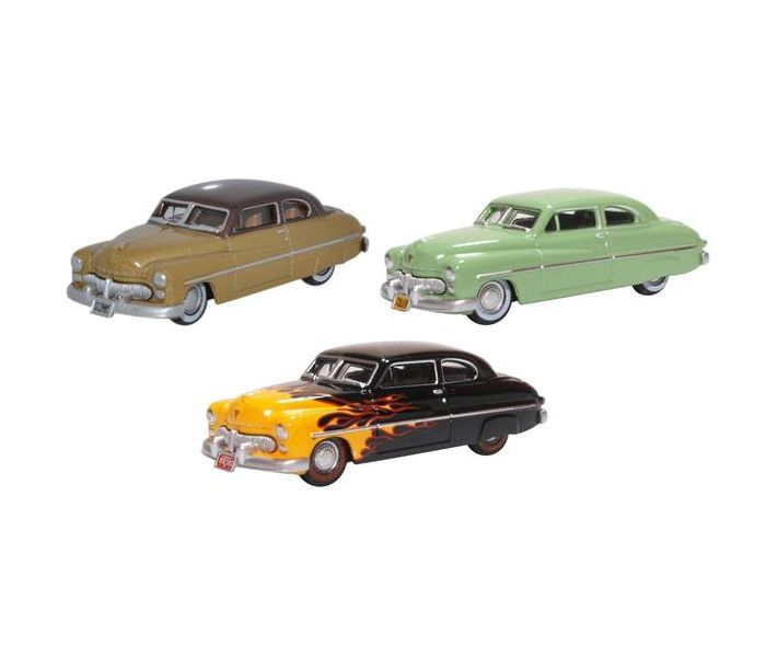 Oxford Diecast 87SET002 - Juego de 3 autos 1949 Mercury 70 aniversario a escala 1/87 (HO