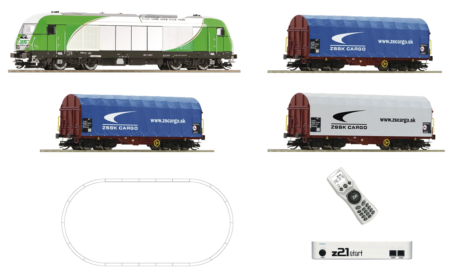 The contents of a Roco Z21 starter set